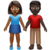 👩🏾‍🤝‍👨🏿 woman and man holding hands: medium-dark skin tone, dark skin tone display on Apple